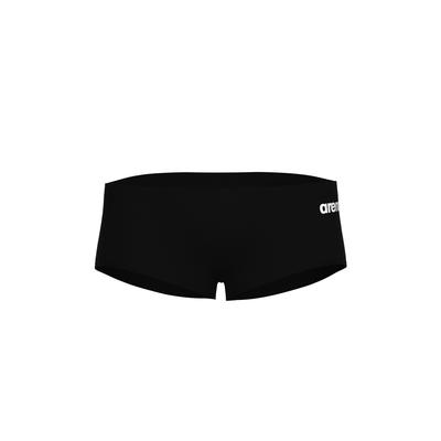 Badehose ARENA "MEN'S TEAM SWIM LOW WAIST SHORT SOLID", Herren, Gr. 7, N-Gr, schwarz (schwarz, weiß), Polyester, unifarben, Badehosen Badehose, niedrige Bundhöhe