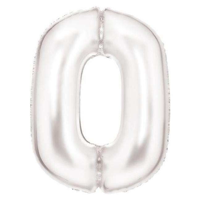 Amscan Zahlenballon Weiss Zahl 0 Seidenglanz - 86cm - leer (9917292)