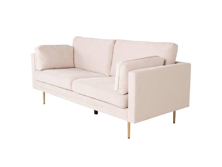Canapé 3 places Boom Beige/Beige Velours côtelé 203 x 84 x 90cm Moderne