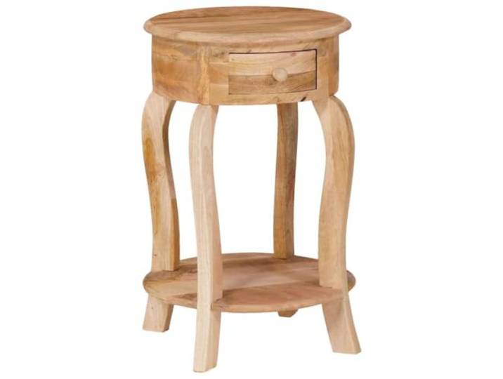 Beistelltisch 37x37x61cm Mangoholz massiv Couchtisch, Schublade und Regal, tropisches Hartholz, Eingang und Wohnzimmer, Telefonhalter
