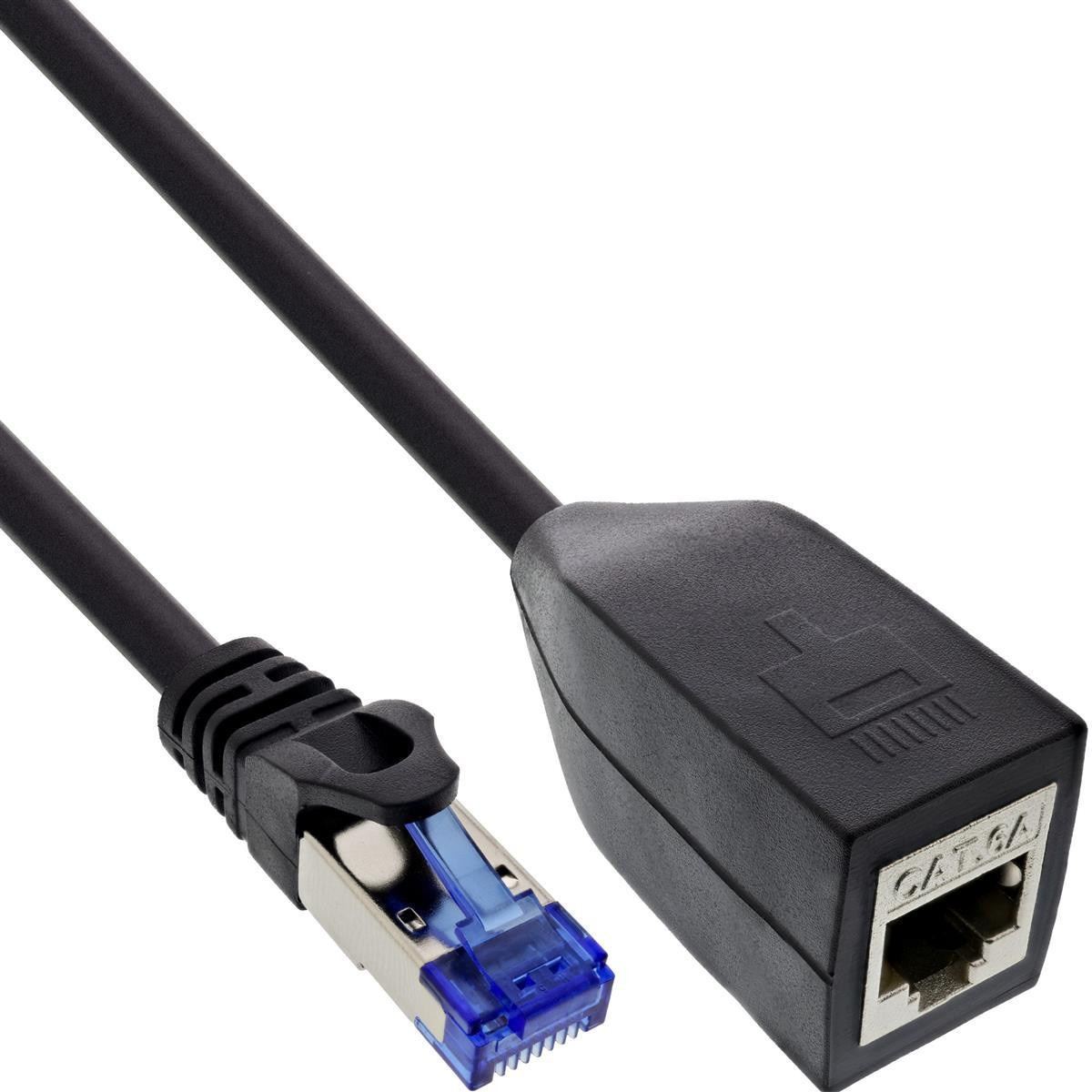 InLine RJ45-interfacebescherming Cat.6A S/FTP connector/kabel, zwart, 0,2 meter
