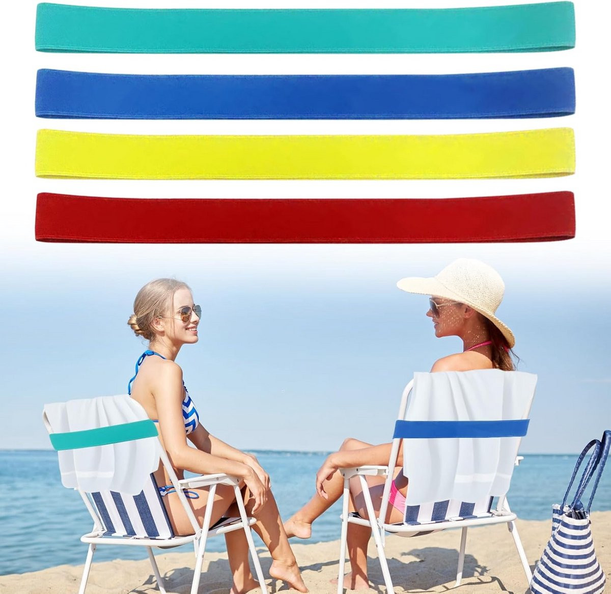 Set van 4 universele handdoekhouders voor strandstoelen en ligstoelen