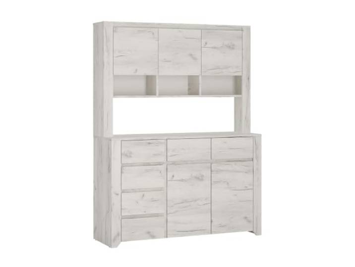 Lomadox Kommode Sideboard mit Aufsatzschrank in Craft Eiche weiß