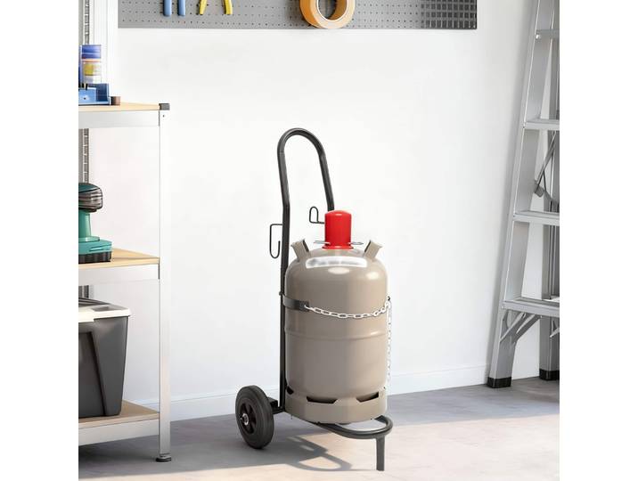 vidaXL Handwagen Schwarz und Rot 49 x 49 x 101 cm Stahl