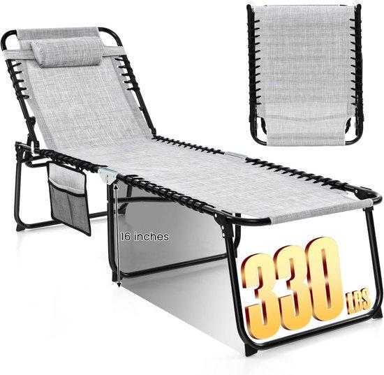 Famanu Klappbare Gartenliege mit verstellbarer Rückenlehne - Strand und Terrasse