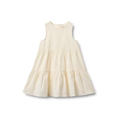 A-Linien-Kleid WHEAT "WHEAT Dress Louise", Mädchen, Gr. 128, Normalgrößen, beige (ivory), 100% Baumwolle, unifarben, normal, Rundhals, Kleider