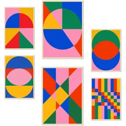 POSTER Set Mit 6 Geometrisches Bauhaus A3 & A4 Rahmenlos