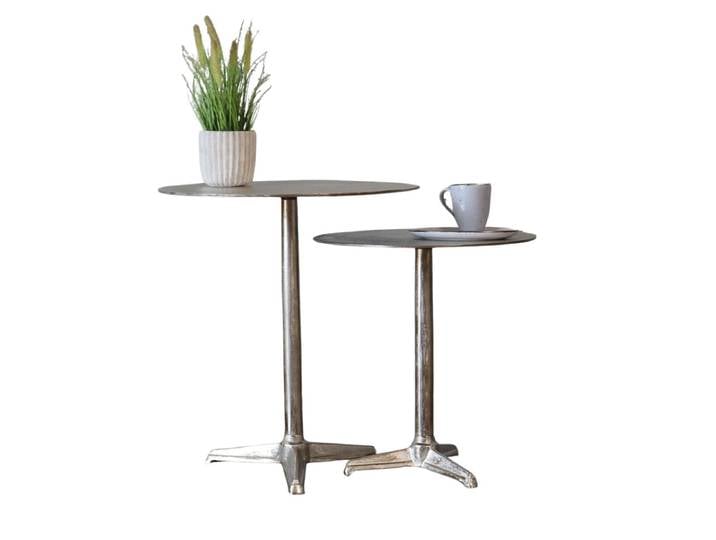 Couchtisch rund 2er Set silber SELENA Metall Beistelltisch Aluminium