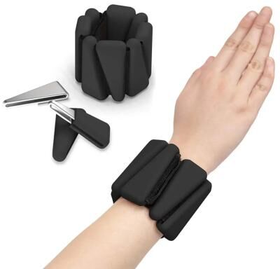 Inspired Living FlexFit Silicone Wrist Weights Adjustable Fitness Bands For Yoga, Walking & Strength Training 2pcs black