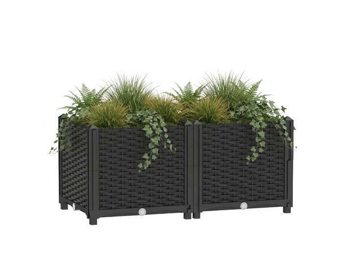Hochbeet Rattan 80 x 40 x 38 cm schwarz