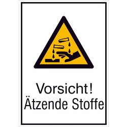 SAFETYMARKING Warn-Kombischild Vorsicht! Ätzende Stoffe Aluminium (B x H) 131 mm x 185 mm ISO 7010 1 St. 51.A8125