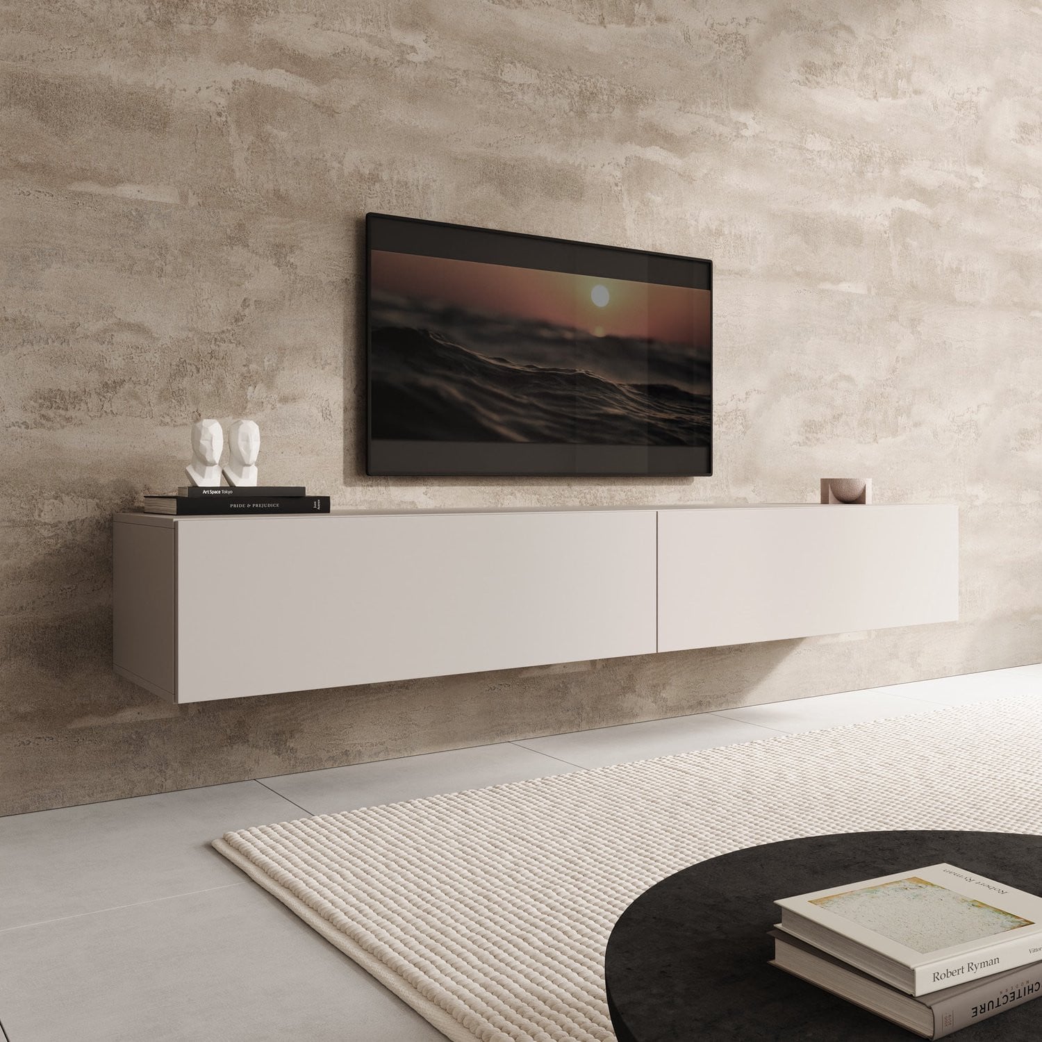 Meubella TV-meubel Palm - Beige - Breedte: 200 cm