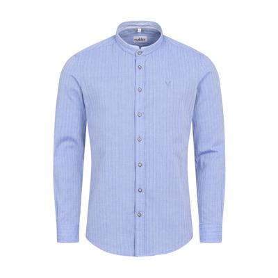 Trachtenhemd NÜBLER "Trachtenhemd langarm Patrick", Herren, Gr. M, EURO, blau, Obermaterial: 100% Baumwolle CO., Hemden Trachtenhemd