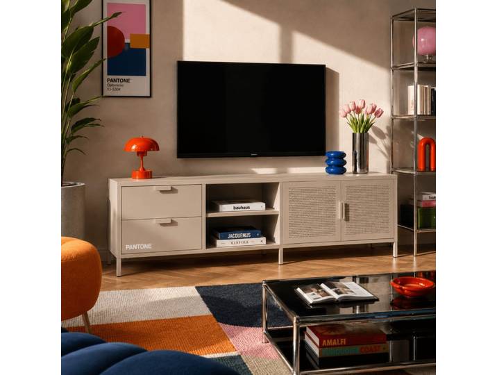 Meuble tv métal taupe 200cm