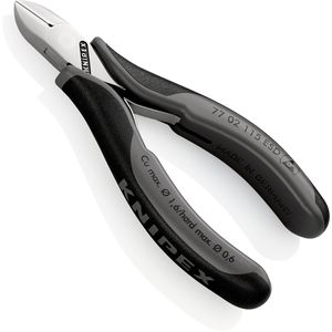 Knipex Seitenschneider 77 02 115 ESD, Elektronik, 115 mm, spiegelpoliert, Griffe elektrisch ableitend, ESD, Öffnungsfeder