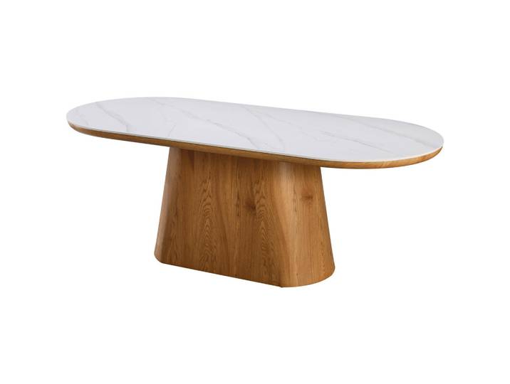 Livetastic Esstisch, Weiß, Holz, Keramik, Papier, Holzoptik, oval, A-Form, 110x75x200 cm, Esszimmer, Esstische, Esstische Keramik