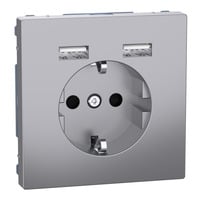 Schutzkontakt Steckdose mit USB Ladegerät edelstahl, Retail