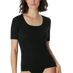 Schiesser Luxury T-Shirt Schwarz Baumwolle 38 Damen