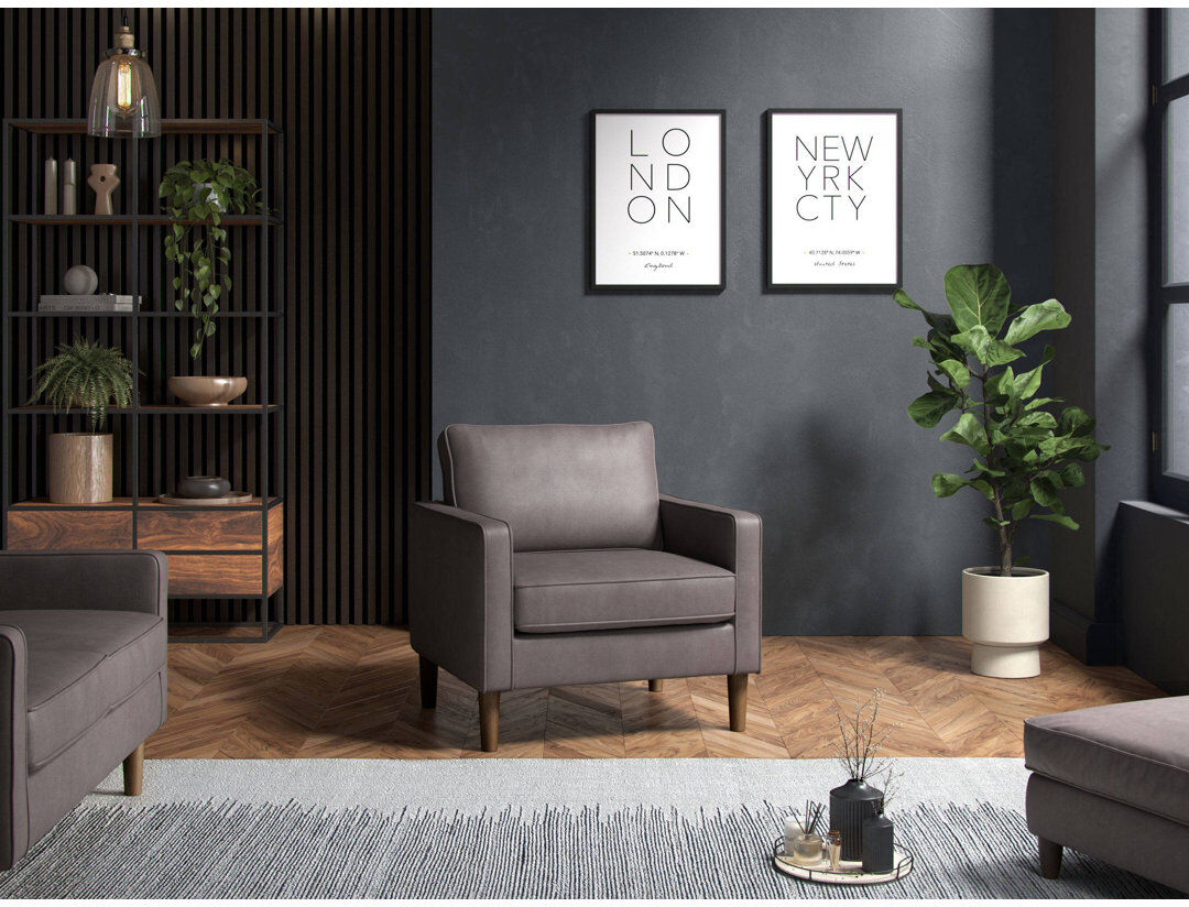 17 Stories Henry Faux Leather Armchair Grey 82cm H X 82cm W X 75cm D