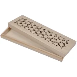Edle Holz Stiftebox natur - Gelasertes Muster - Organizer für Stifte Kugelschreiber Kosmetik - Abnehmbarer Deckel - 25x8,5x3cm Paulownia Holz