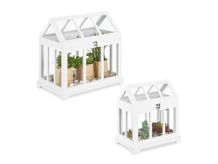 Mini Gewächshaus 2er-Set Indoor Weiss-Transparent