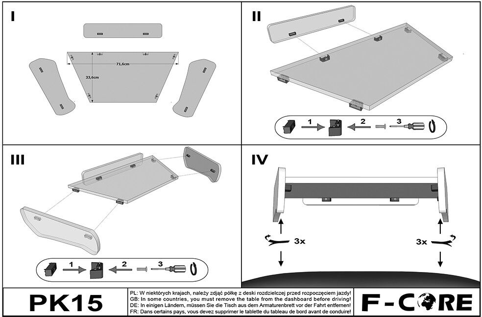 F-CORE PK15 BLUE Dash table