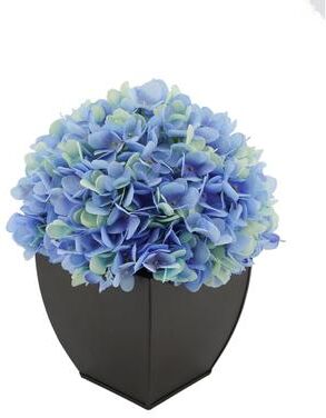 House of Silk Flowers Faux Hydrangea in Matte Brown Tapered Zinc Cube