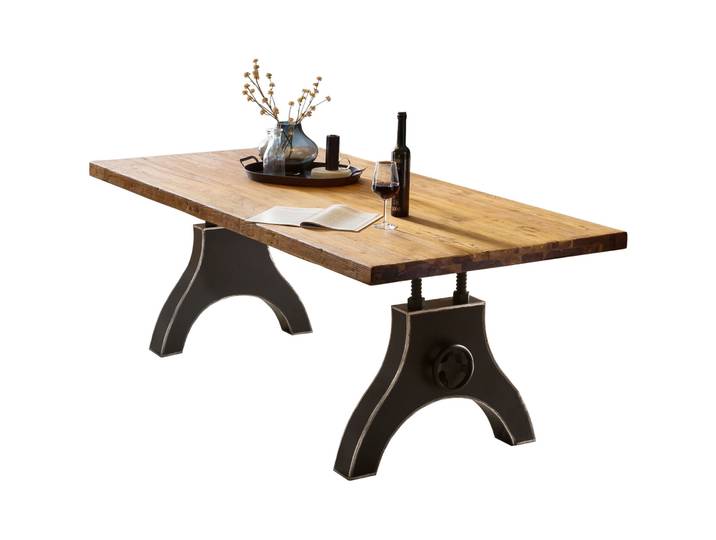 Esstisch Yum Teak, Metall natur Massivholz B 180 T 100 cm - Esstisch