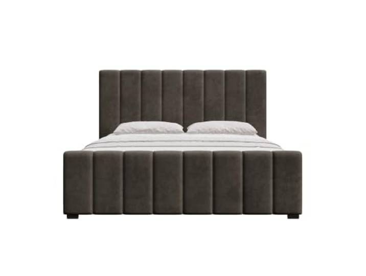 Chilly. Möbel Design Bett Noelle - Gemütliches Polsterbett mit Bettkasten, Lattenrost und Kopfteil - 160x200 cm - Metallrahmen - Samt Braun