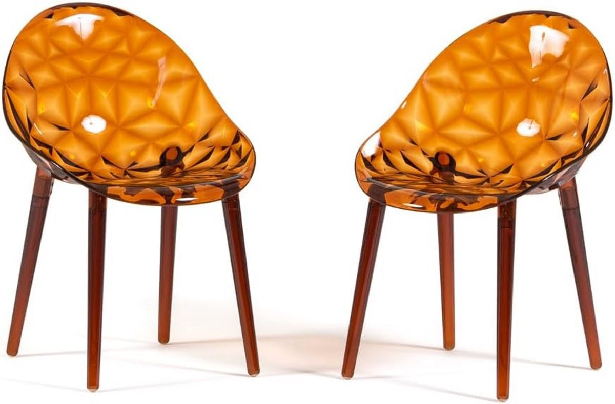 Set van 2 Transparante Eetkamerstoelen met Modern Diamant Design