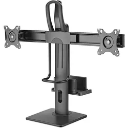 myWall Höhenverstellbarer Tischständer für 2 Flachbildschirme (Tisch, 27", 6 kg), Monitor Halterung, Schwarz