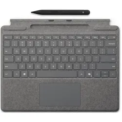 Microsoft Surface Pro 13-Zoll Keyboard mit Stiftaufbewahrung (DE, Docking), Tastatur, Silber