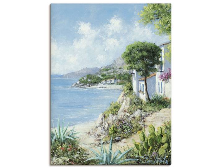 Leinwandbild ARTLAND Weg zum Meer , blau (farbe bild(er): blau), B:90cm H:120cm, Bilder, Leinwandbild, auf Holzrahmen gespannt