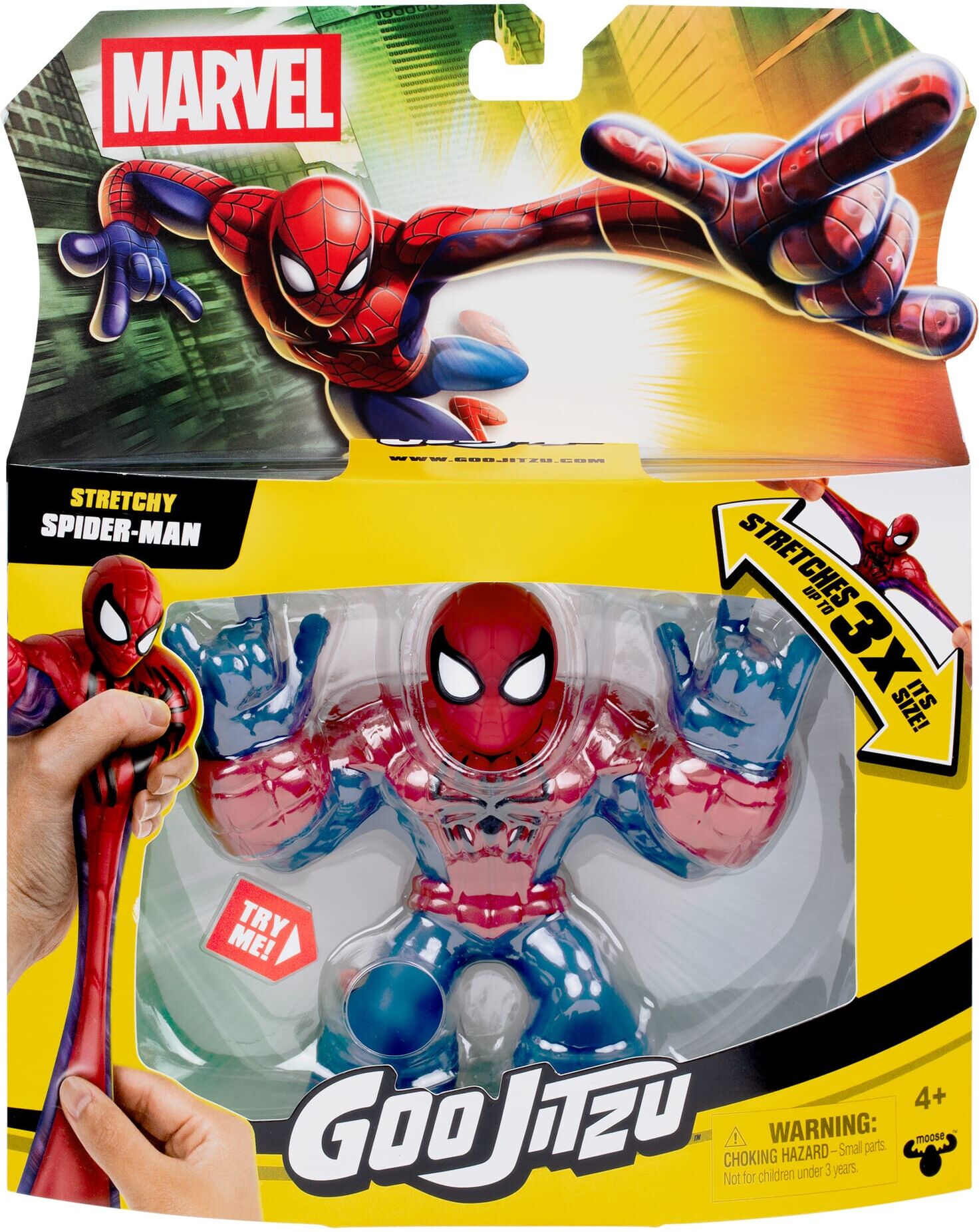 Heroes of Goo Jit Zu Marvel Avengers Spider-Man Hero Pack - Red-and-Blue Spider-Man Figure - 10.16 cm Tall - Moose Toys