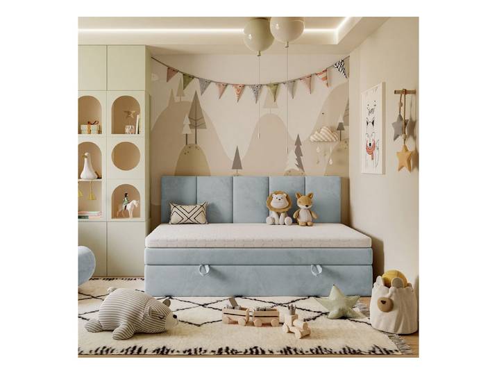 Lookway Boxspringbett Kontinental ELZA MINI mit Bettkasten und Topper, h:103, b:200, komfortabel gepolstertes, hohes Kopfteil