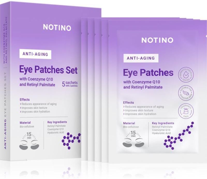 Notino Anti-Aging Bio-Cellulose Eye Patches Set with Coenzyme Q10 and Retinyl Palmitate Maske für die Augen gegen Falten für die Augenpartien