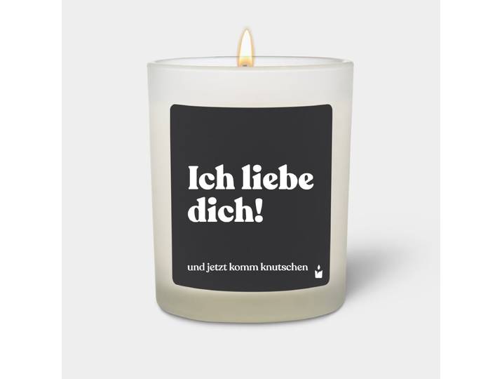 Duftkerze Weiss Woody Ich liebe dich und jetzt komm knutschen