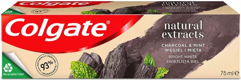 Colgate - Natural Extracts BIO Whitening Charcoal & Mint Zahnpasta, 75 ml