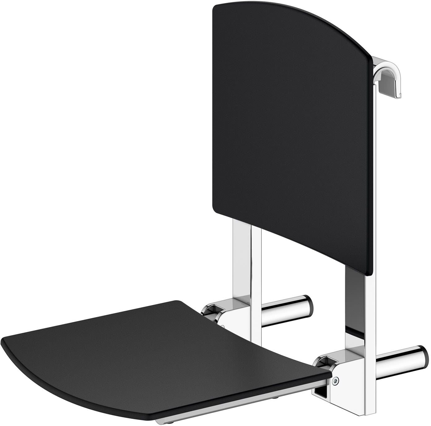 KEUCO Care Klappsitz zum Einhängen, Accessoires, 35181010037, chrom/schwarz