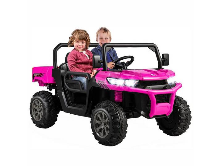 KOMFOTTEU Elektro-Kinderauto 2-Sitzer, mit Slow-Start-Funktion & Sicherheitsgurt