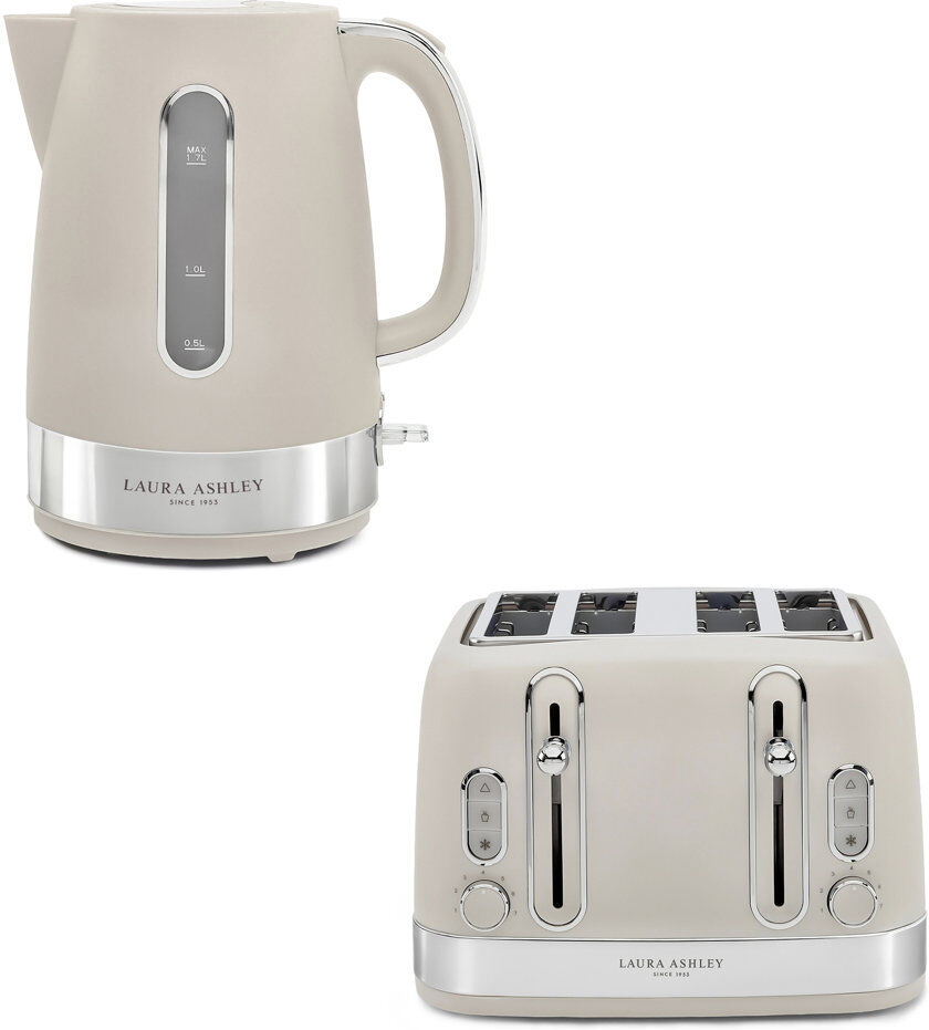 Laura Ashley Jug Kettle 4 Slice Toaster Kitchen Bundle Dove Grey 1.7L