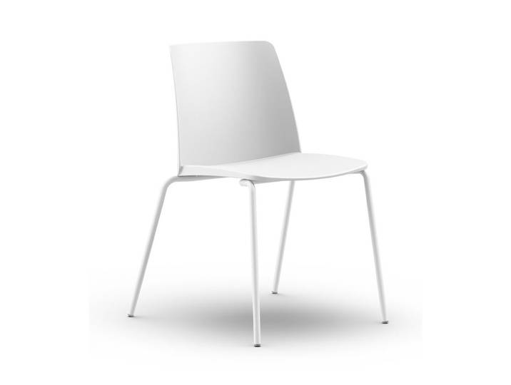 Chaise de réunion & visiteur Aria polypropylène piètement métal – Blanc
