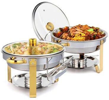 2/4/6/8 Sets 5 Qt Stainless Steel Round Chafing Dish