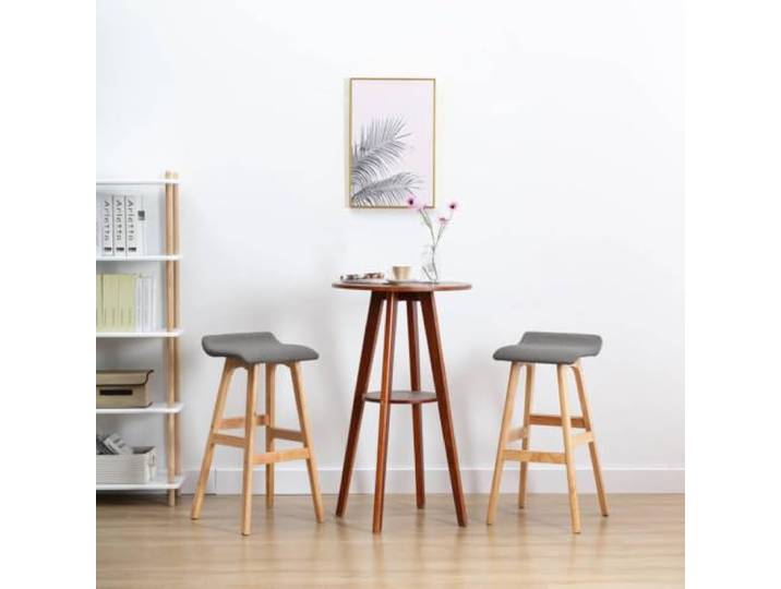 Barhocker, 2 Stück, dunkelgrau, Stoff mit Fußstütze, Buchenholz Bequemer gepolsterter Sitz, einfache Montage, 110 kg Kapazität, modernes Design für Küche oder Kneipe
