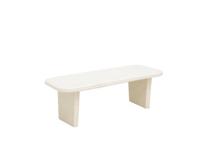 Table basse en bois massif microciment blanc 120x60cm