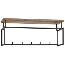 KADIMA DESIGN Design Wandgarderobe Mango Massivholz Metall 71x29x20 cm, Hakenleiste mit Ablage und Kleiderstange, Flurgarderobe Garderobe Wand