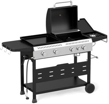 Costway 5-Burner Propane Gas Grill and Griddle Combo with Side Burner-Black