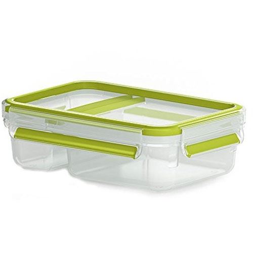 Emsa CLIP & GO Joghurtbox 0,6 Liter (hellgrün/transparent, mit "Knick-Ecke" und Deckel)
