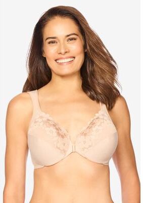Plus Size Women's Glamorise® Wonderwire® Front-Close Cotton Underwire Bra 1241 by Glamorise in Cafe (Size 50 F)