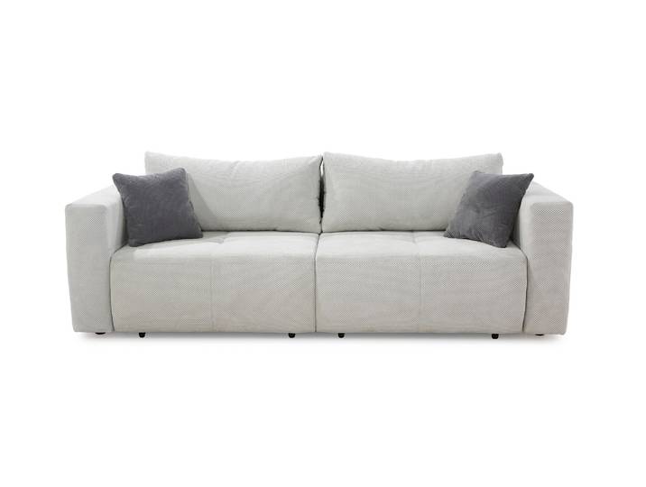 Schlafcouch Verwandlung Big-Sofa - Ecksofa Gästebett Bettkasten Cord Silbergrau / 15242